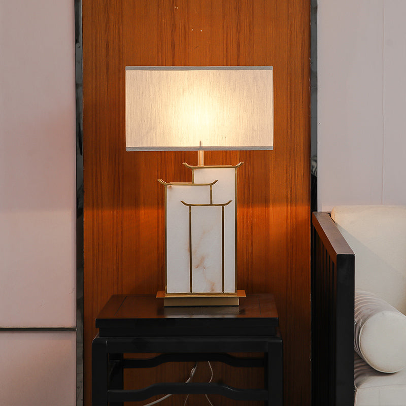 Postmodern Gold Table Lamp 1-Light Rectangular Table Light for Bedroom