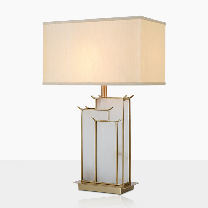 Postmodern Gold Table Lamp 1-Light Rectangular Table Light for Bedroom