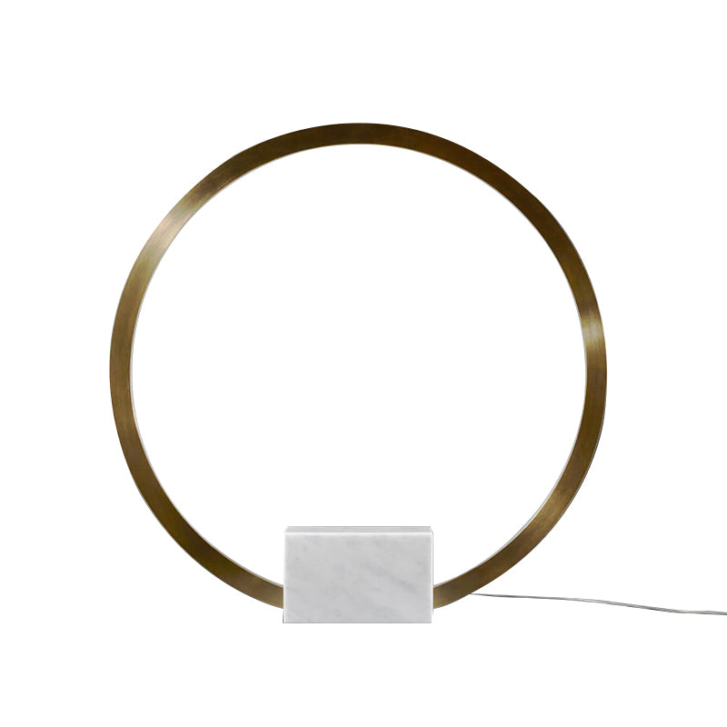 Modern Style Circle Shape Table Lamp Metal 1-Light Night Table Lamp in White
