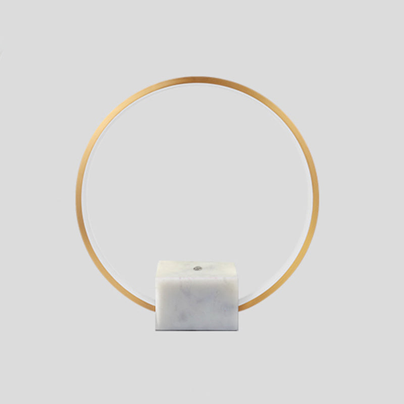 Modern Style Circle Shape Table Lamp Metal 1-Light Night Table Lamp in White