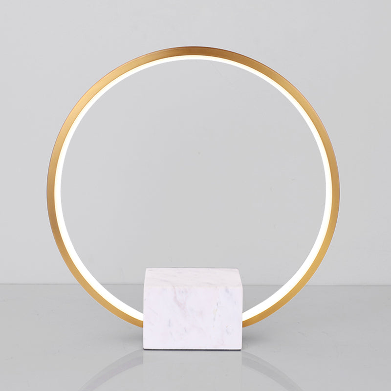 Modern Style Circle Shape Table Lamp Metal 1-Light Night Table Lamp in White