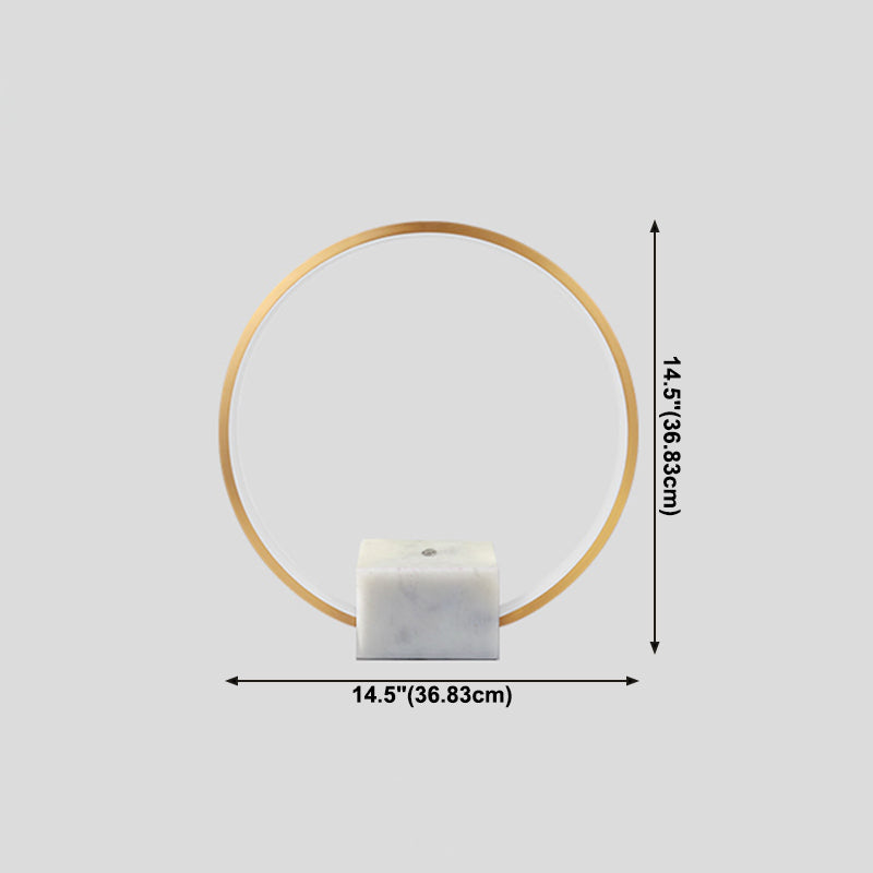 Modern Style Circle Shape Table Lamp Metal 1-Light Night Table Lamp in White