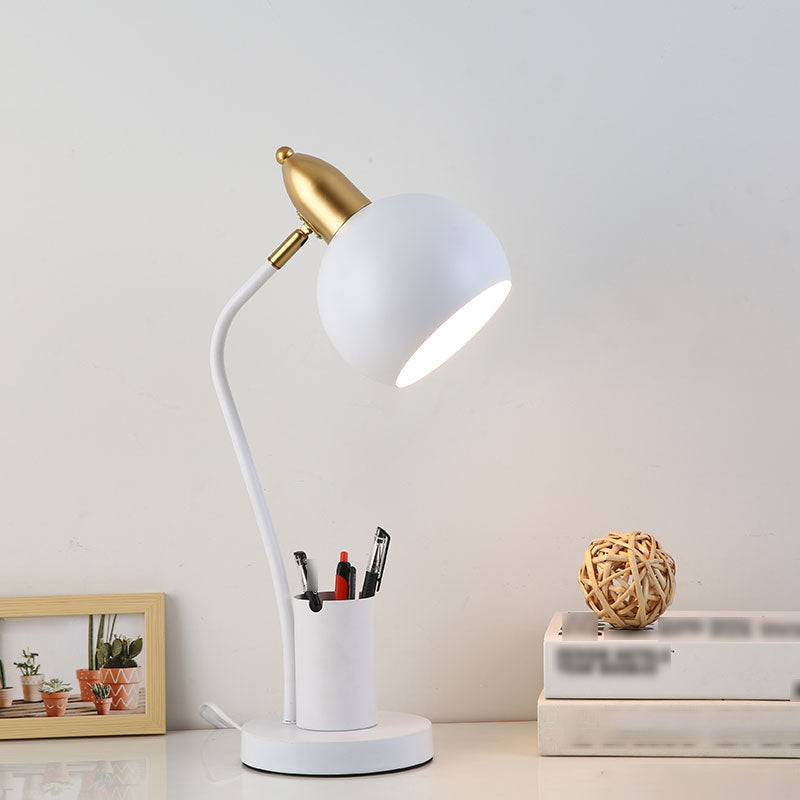 Bowl 1 Light Table Lamp Contemporary Metal Night Table Lamps for Study Room