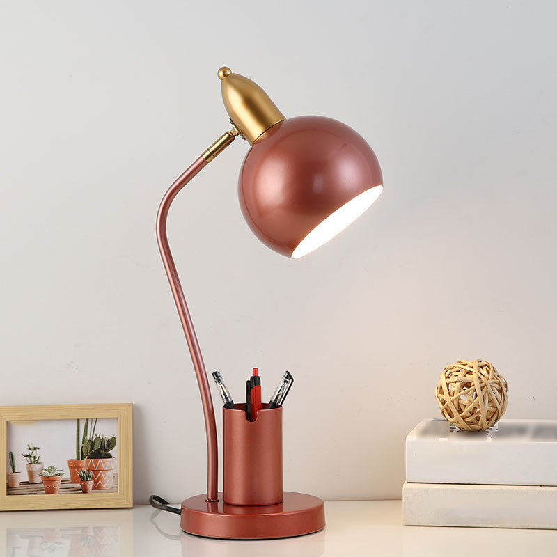 Bowl 1 Light Table Lamp Contemporary Metal Night Table Lamps for Study Room