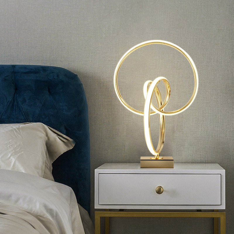 Linear 1 Light Table Lamp Contemporary Metal Night Table Lamps in Gold