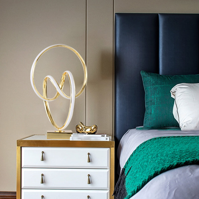 Linear 1 Light Table Lamp Contemporary Metal Night Table Lamps in Gold