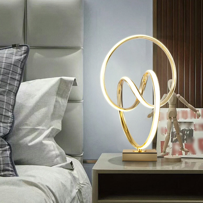 Linear 1 Light Table Lamp Contemporary Metal Night Table Lamps in Gold
