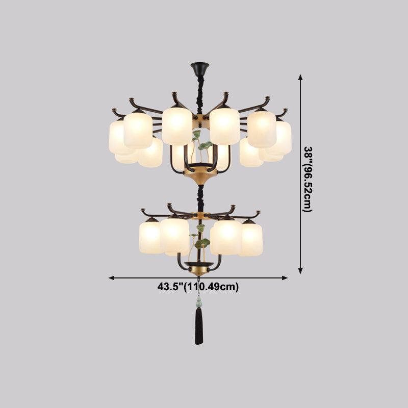 Multi -licht cilindrische tak hangende lichten moderne stijl glashangende verlichting