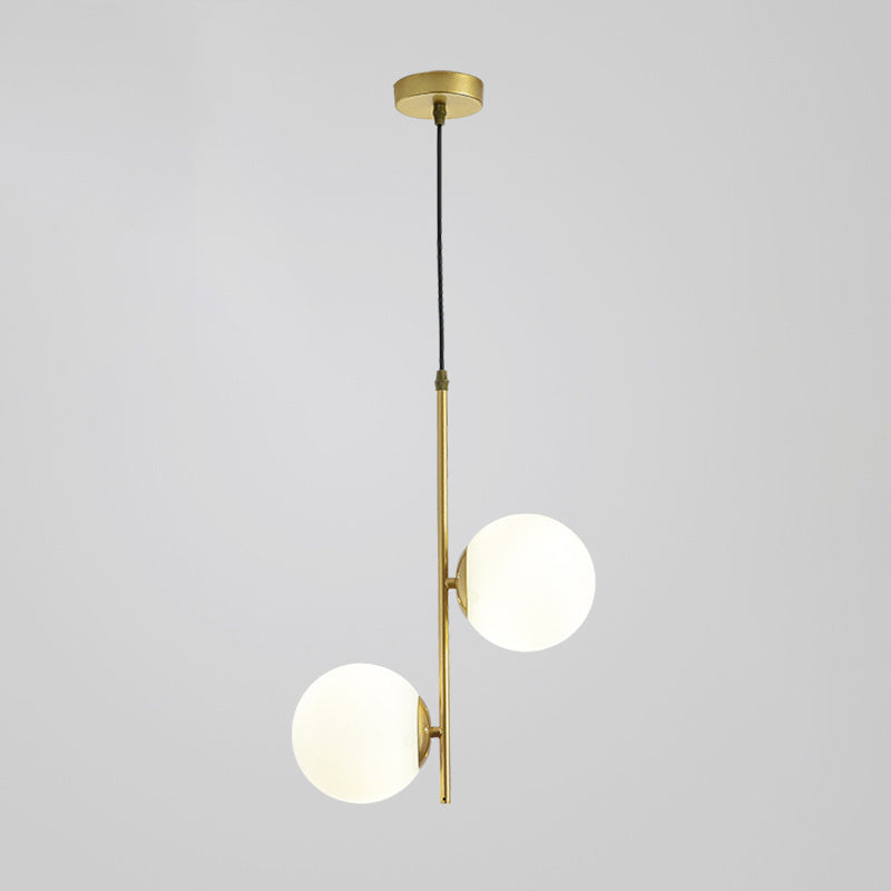 2 Lichte bolvormige tak Hangende lichten Moderne stijl Glazen hangende verlichting voor slaapkamer