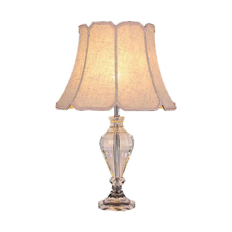 Flare Study Lampe Moderne Stoff 1 Kopf Beige Lesen mit klarer Kristallbasis