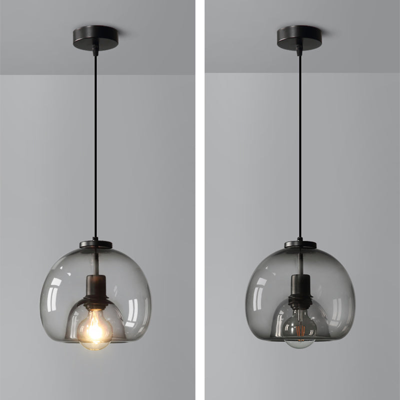 Glazen zwarthangende lamp in moderne artistieke stijl Iron Globe Hanglamp voor eetkamer