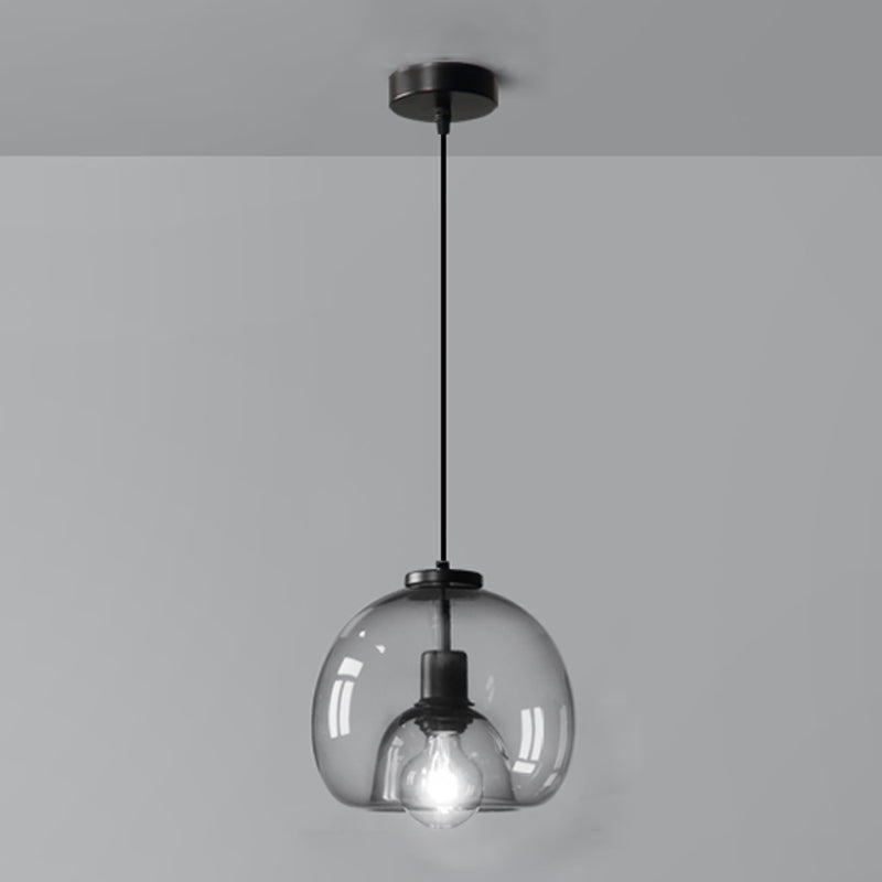 Glazen zwarthangende lamp in moderne artistieke stijl Iron Globe Hanglamp voor eetkamer