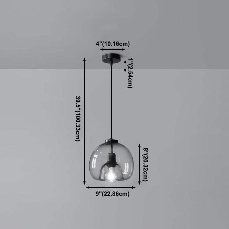 Glazen zwarthangende lamp in moderne artistieke stijl Iron Globe Hanglamp voor eetkamer