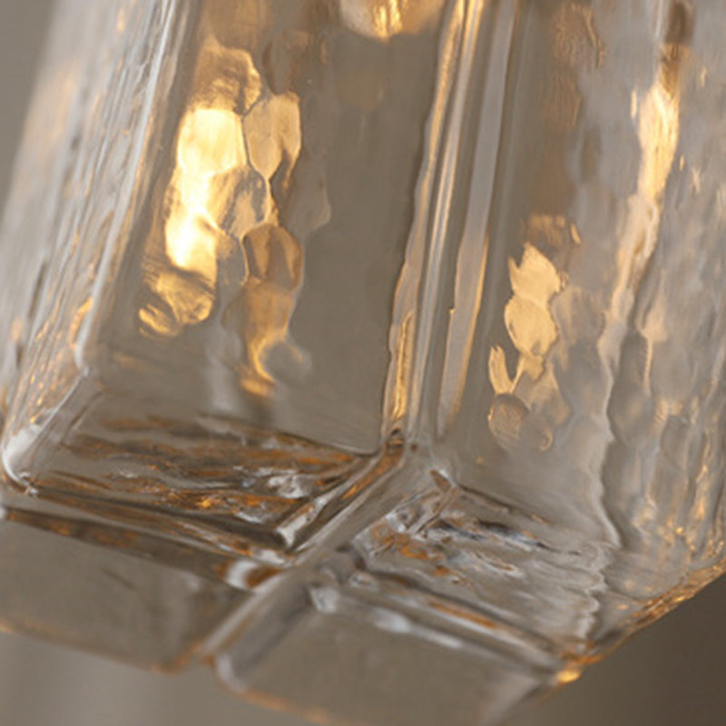 Shade cuboïde de style moderne suspendue en verre léger 1 pendentif léger pour séjour à la maison