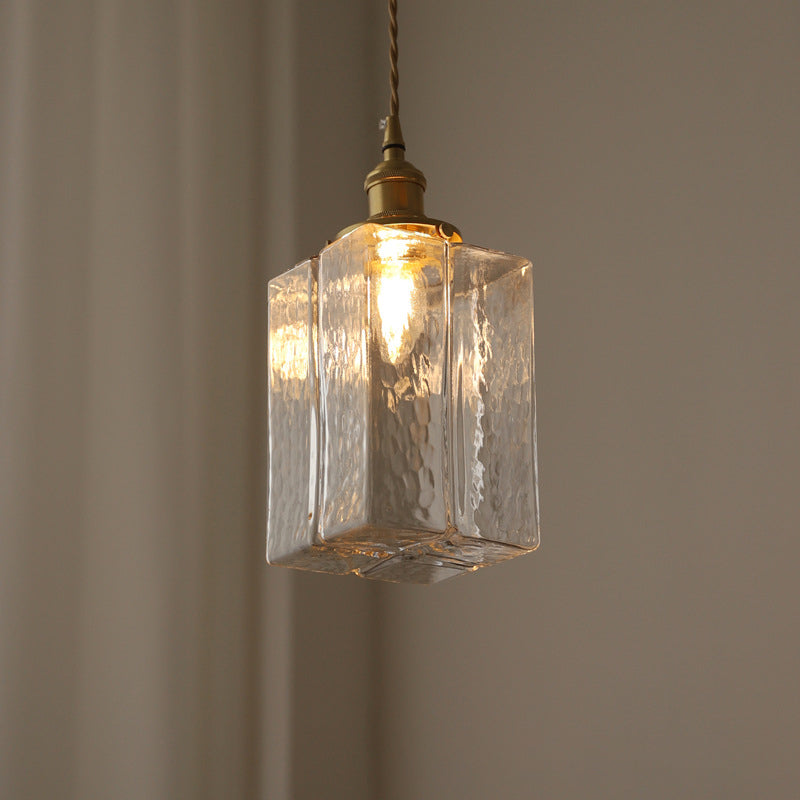 Shade cuboïde de style moderne suspendue en verre léger 1 pendentif léger pour séjour à la maison