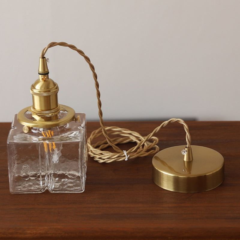 Shade cuboïde de style moderne suspendue en verre léger 1 pendentif léger pour séjour à la maison