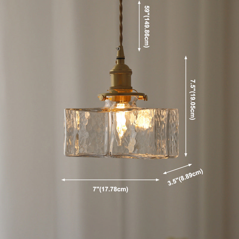 Shade cuboïde de style moderne suspendue en verre léger 1 pendentif léger pour séjour à la maison