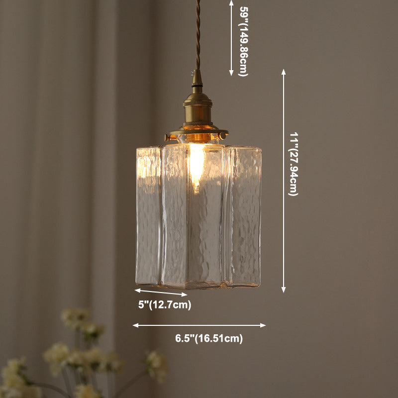 Shade cuboïde de style moderne suspendue en verre léger 1 pendentif léger pour séjour à la maison