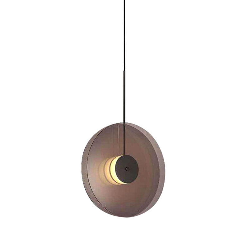 Modern Creative LED Pendant Light Wrought Iron Circular Hanging Lamp with Glass Shade