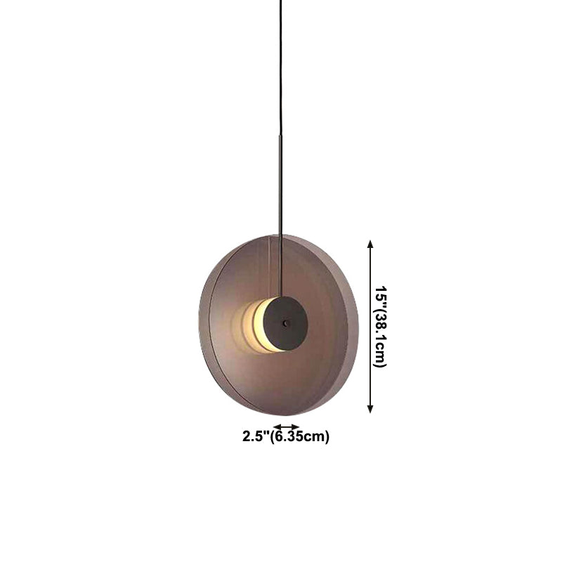 Modern Creative LED Pendant Light Wrought Iron Circular Hanging Lamp with Glass Shade
