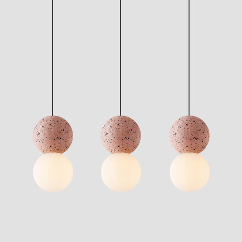 Moderne artistieke indoor hanger lichte cementbolhangenlamp met witte glazen schaduw