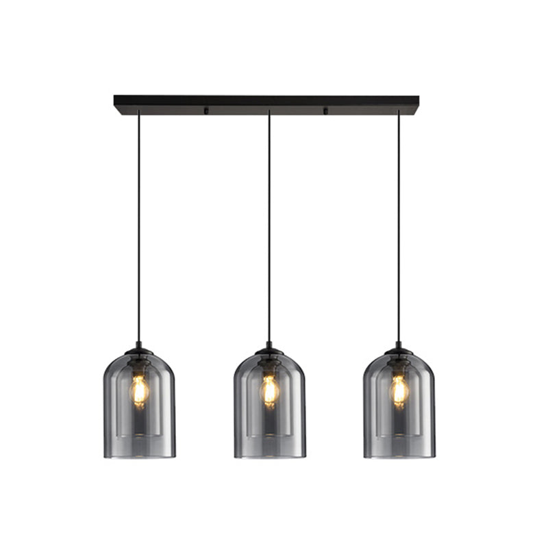 Lampe suspendue à la cloche artistique moderne avec une teinte en verre double en verre