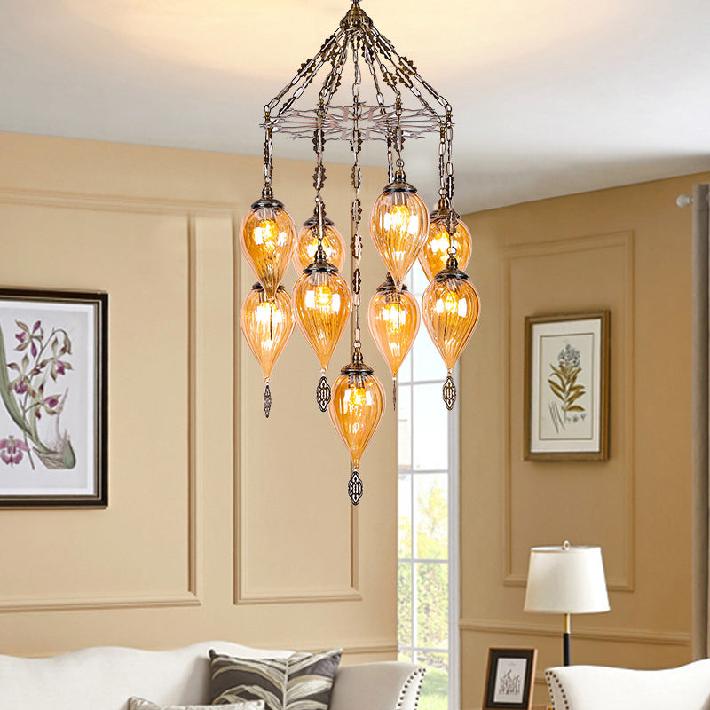 Lampada a sospensione in vetro in vetro in stile industriale in tela lacrima per soggiorno per soggiorno