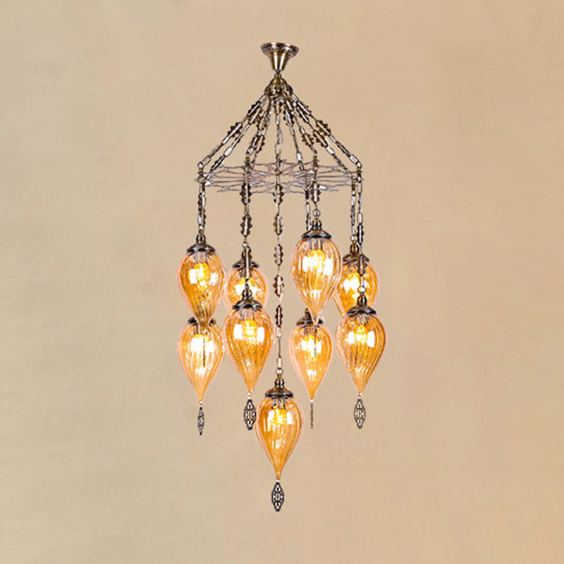 Lampada a sospensione in vetro in vetro in stile industriale in tela lacrima per soggiorno per soggiorno