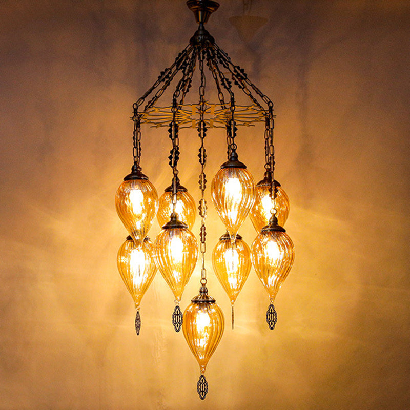 Lampada a sospensione in vetro in vetro in stile industriale in tela lacrima per soggiorno per soggiorno