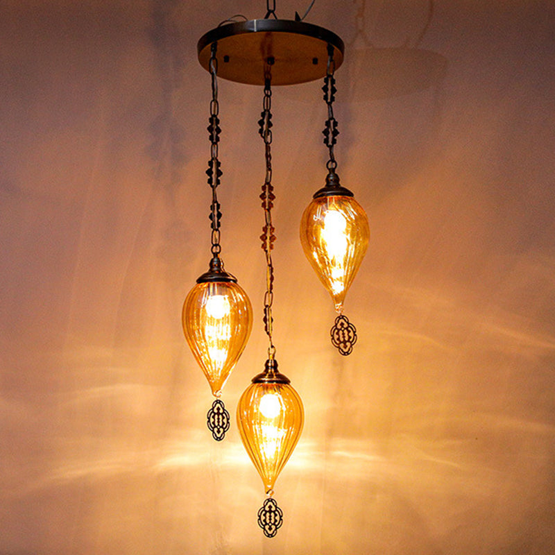 Lampada a sospensione in vetro in vetro in stile industriale in tela lacrima per soggiorno per soggiorno