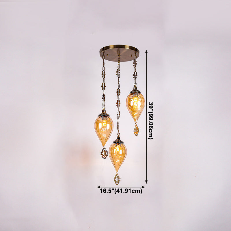 Lampada a sospensione in vetro in vetro in stile industriale in tela lacrima per soggiorno per soggiorno