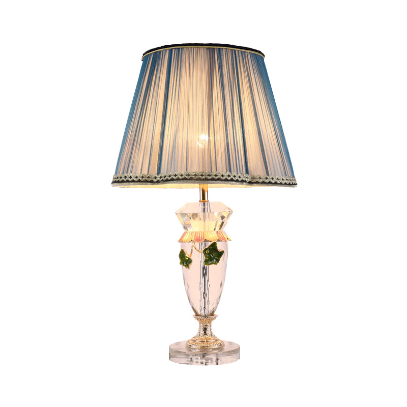 Vase Form Task Lighting Modernist Facetted Crystal 1 Head Night Tischlampe in Blau