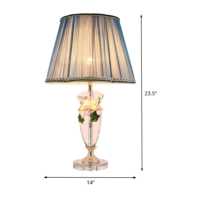 Vase Form Task Lighting Modernist Facetted Crystal 1 Head Night Tischlampe in Blau