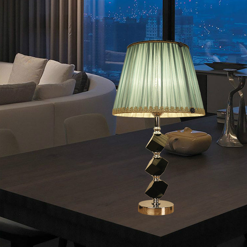 Lámpara de mesa de barril rojo/verde contemporáneo 1 bulbo de bisco de cristal luz de noche con adornos trenzados
