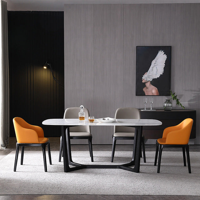 Chaise d'appoint scandinave en cuir et bois d'hévéa Chaise de salle à manger Parsons au fini mat (Ensemble de 2)