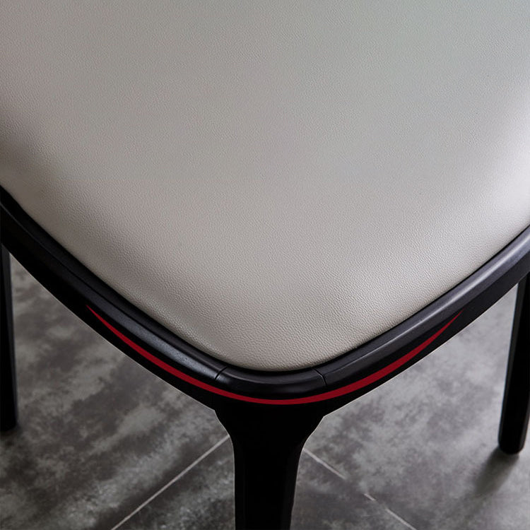 Chaise d'appoint scandinave en cuir et bois d'hévéa Chaise de salle à manger Parsons au fini mat (Ensemble de 2)