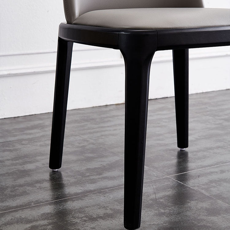 Chaise d'appoint scandinave en cuir et bois d'hévéa Chaise de salle à manger Parsons au fini mat (Ensemble de 2)