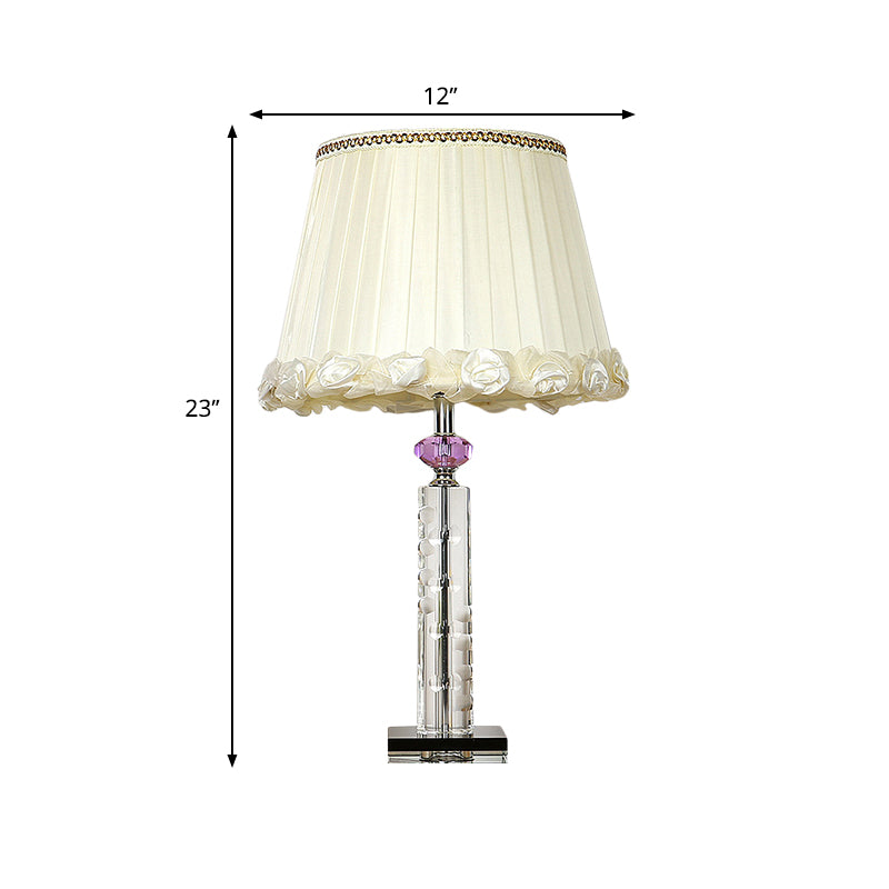 1 Glühbirne Schlafzimmer Nachtlampe Minimalistische weiße Tischbeleuchtung mit Säulenkristallbasis