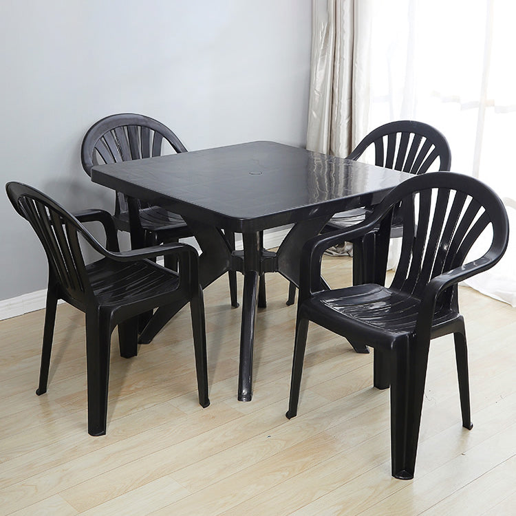 Silla lateral de plástico contemporánea con respaldo Windsor, silla lateral apilable para uso doméstico