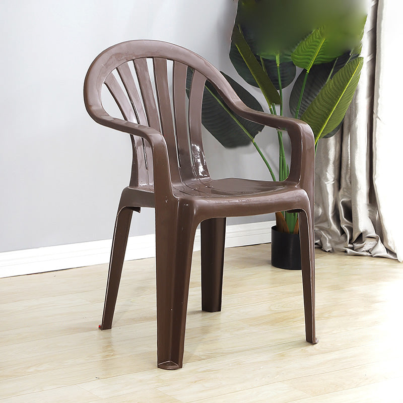 Silla lateral de plástico contemporánea con respaldo Windsor, silla lateral apilable para uso doméstico