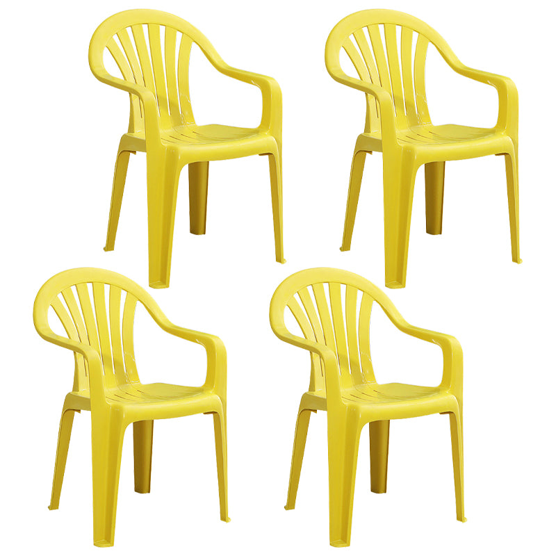 Silla lateral de plástico contemporánea con respaldo Windsor, silla lateral apilable para uso doméstico