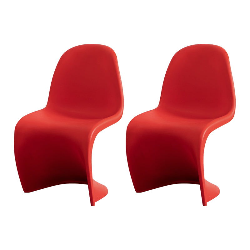 Scandinavian Style Plastic Chair Set Dining Room Solid Back Side Chairs