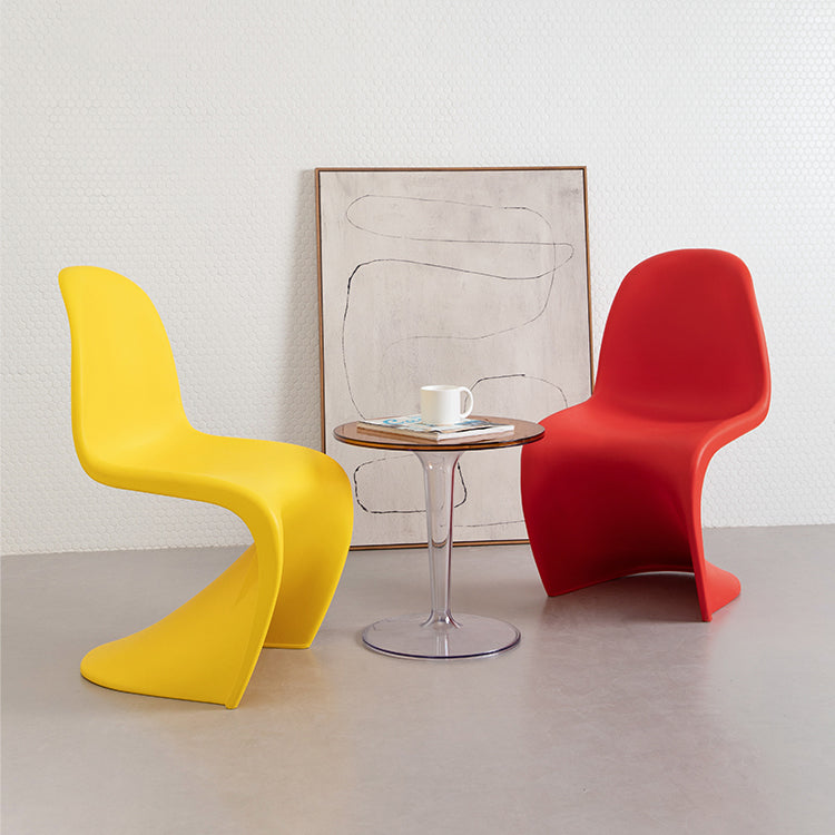 Scandinavian Style Plastic Chair Set Dining Room Solid Back Side Chairs