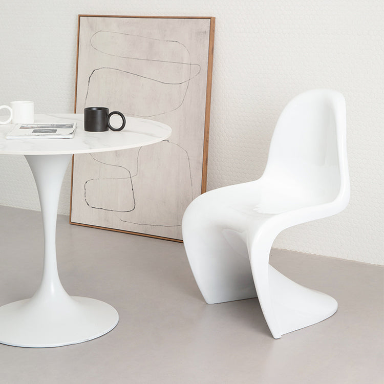 Scandinavian Style Plastic Chair Set Dining Room Solid Back Side Chairs