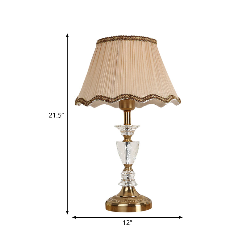 Lampe de table de nuit festonnée dorée, éclairage de table de chevet moderne à prisme en cristal biseauté à 1 ampoule