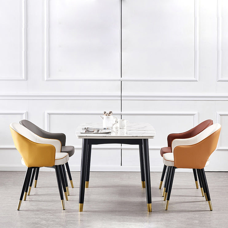 Sillas de comedor de estilo nórdico, sillas laterales con brazos y patas de metal para cocina