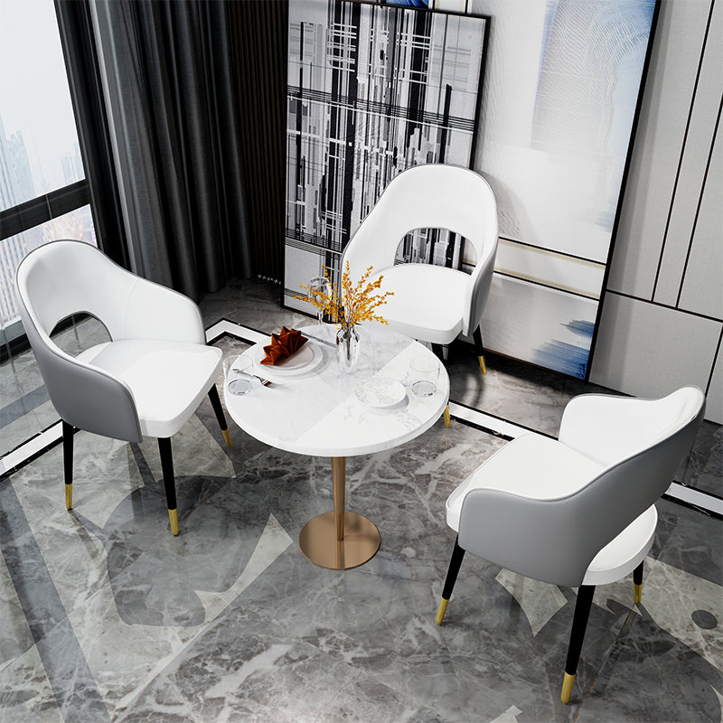 Sillas de comedor de estilo nórdico, sillas laterales con brazos y patas de metal para cocina