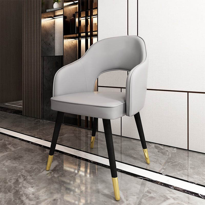 Sillas de comedor de estilo nórdico, sillas laterales con brazos y patas de metal para cocina