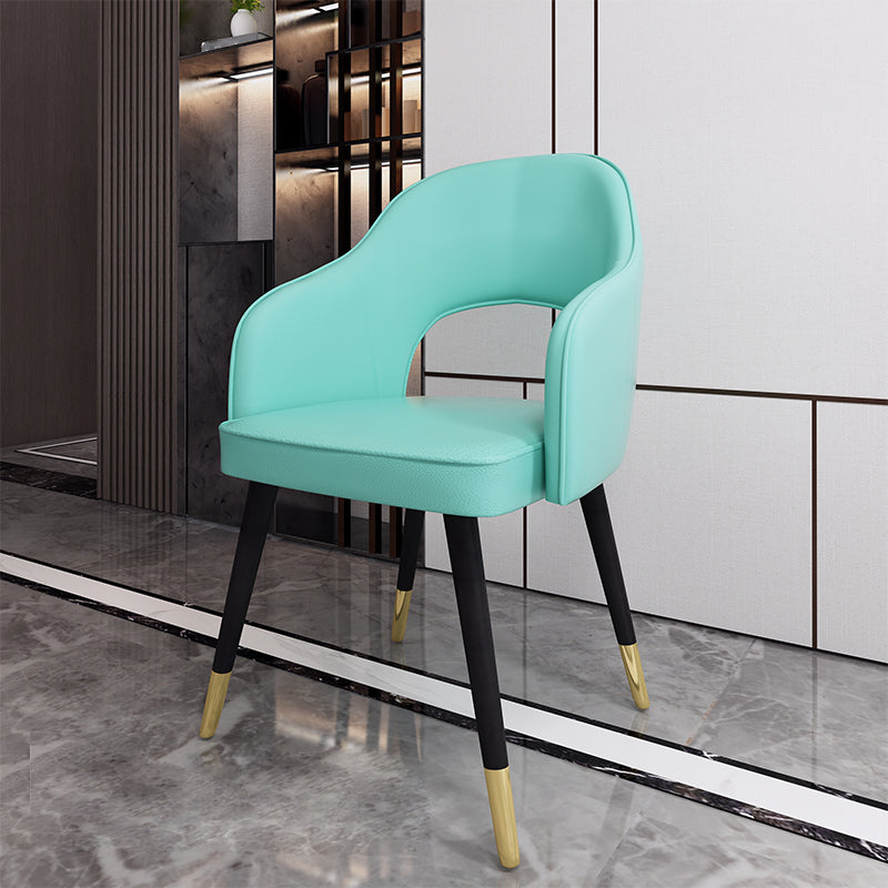 Sillas de comedor de estilo nórdico, sillas laterales con brazos y patas de metal para cocina
