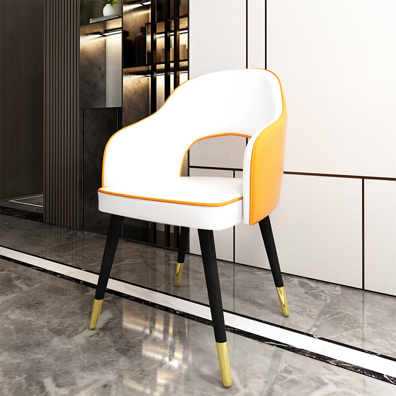 Sillas de comedor de estilo nórdico, sillas laterales con brazos y patas de metal para cocina